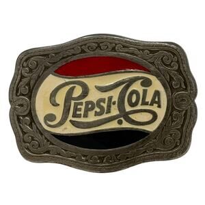 Vintage 1991 Pepsi Cola Belt Buckle Silver Tone Logo 3” USA